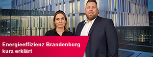 Team Energieeffizien Brandenburg mit Text 'Energieeffizienz Brandenburg kurz erklärt'