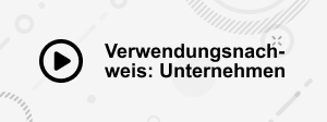 Play-Button und Text: Verwendungsnachweis Unternehmen